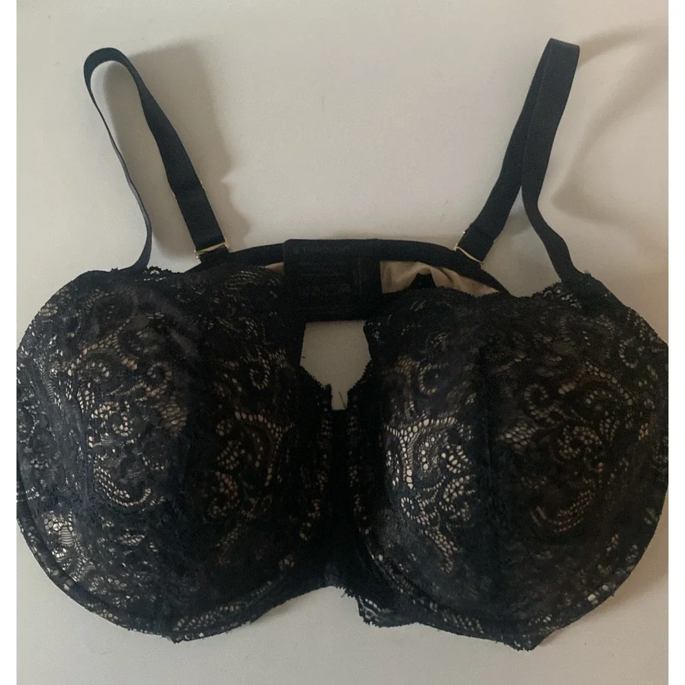 ThirdLove 24/7 Lace Balconette Bra 44D Black Padded Underwire Multiway Straps